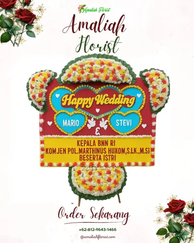 Karangan Papan Bunga Pernikahan di Poboya